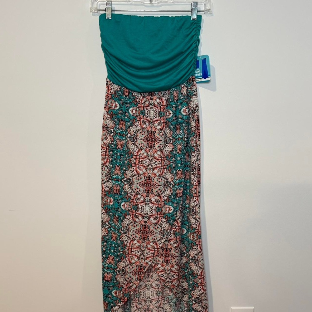 NWT Y2K 2000s Strapless Dress Hi Low Hem Faux Wrap cover up Size SMALL